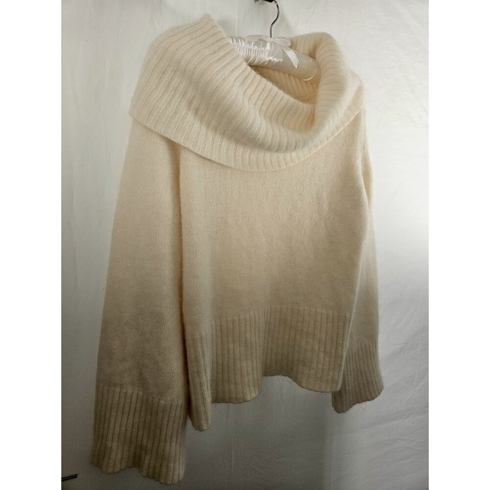 Vintage Angora Blend Sweater Cream Cowl Neck Bell Sleeve Spiegel XL Fits Medium - Picture 3 of 9